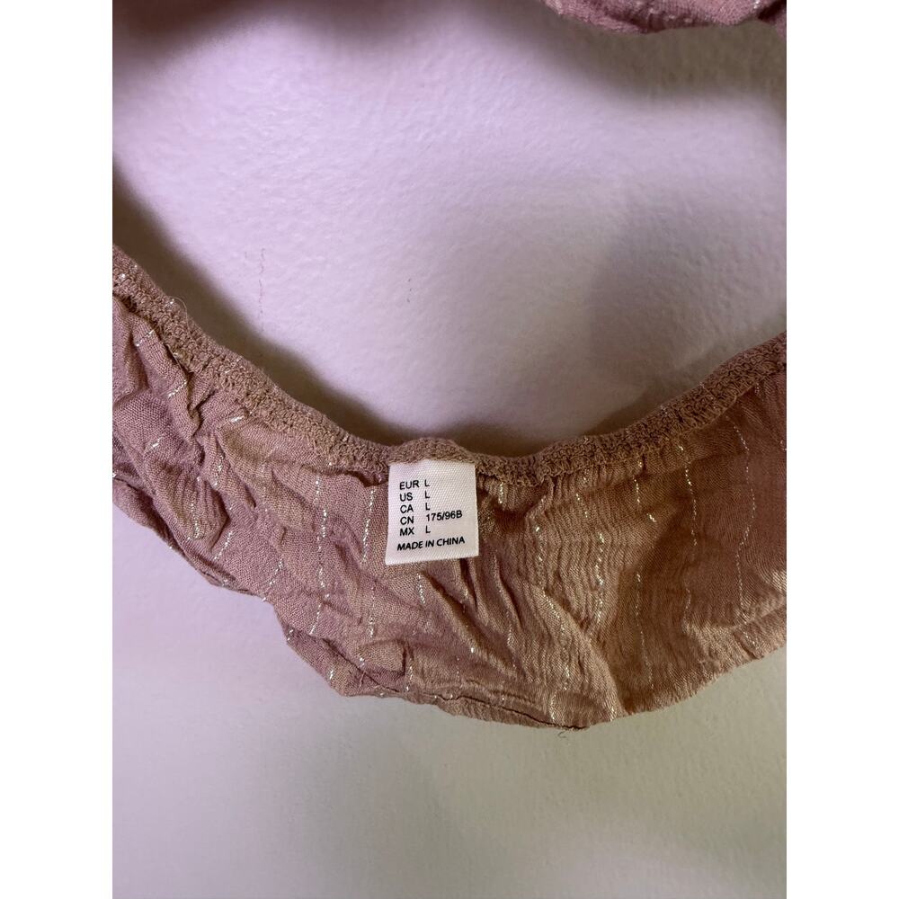 Fairycore Beige Shimmer Halter Crop Top Lace Boho Cottagecore L - Picture 5 of 5
